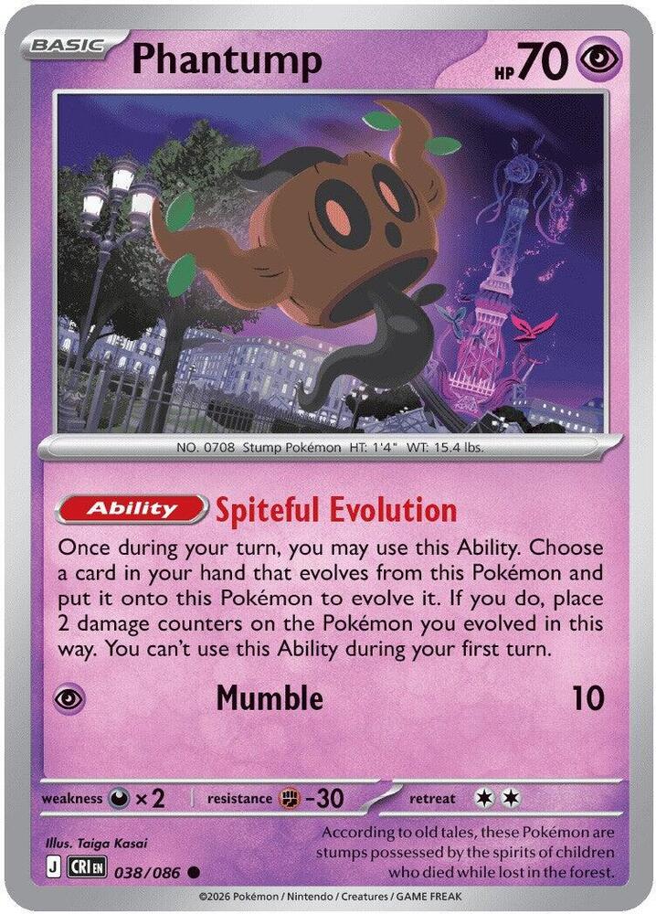 Phantump 038/086 Common Chaos Rising Pokémon card