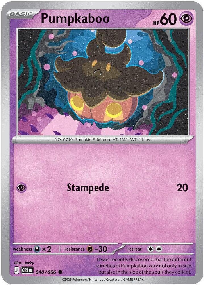 Pumpkaboo 040/086 Common Chaos Rising Pokémon card