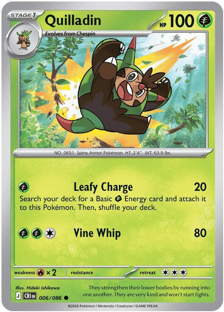 Quilladin 006/086 Common Chaos Rising Pokémon card