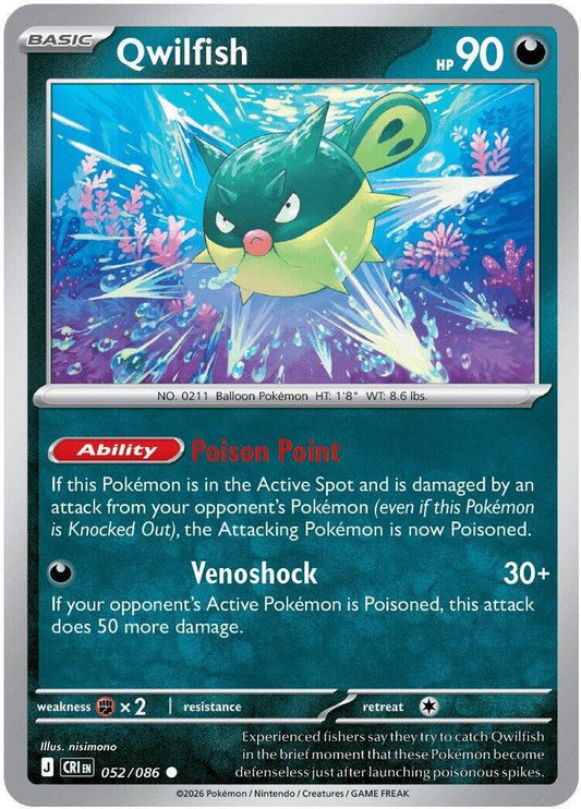 Qwilfish 052/086 Common Chaos Rising Pokémon card