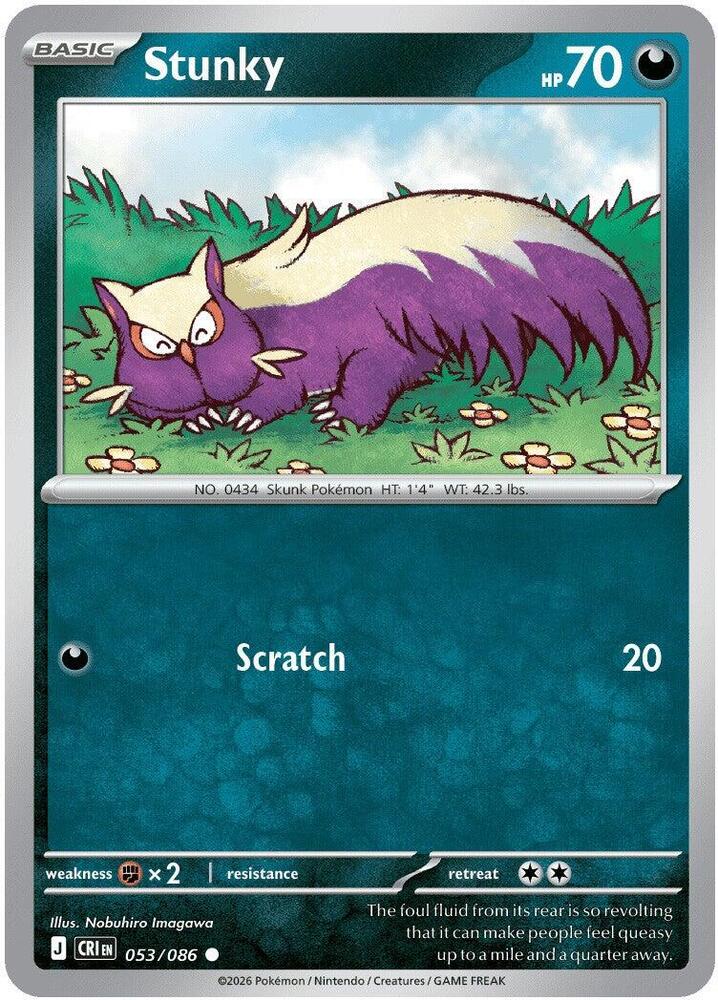 Stunky 053/086 Common Chaos Rising Pokémon card