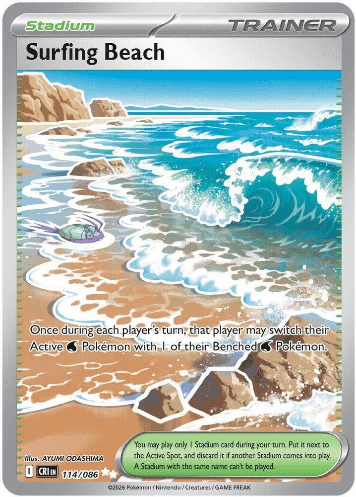 Surfing Beach 114/086 Ultra Rare Chaos Rising Pokémon card