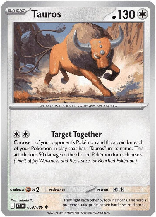 Tauros - 069/086 069/086 Uncommon Chaos Rising Pokémon card
