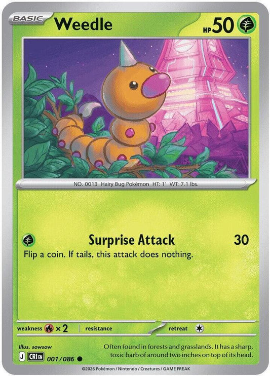 Weedle 001/086 Common Chaos Rising Pokémon card