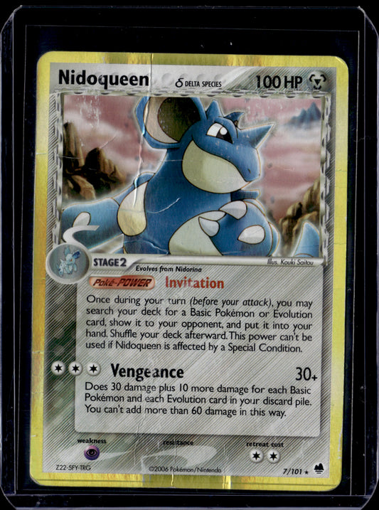 Nidoqueen (Delta Species) Dragon Frontiers #7/101 Holofoil Pokémon Card (front)