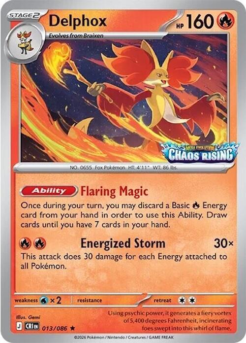 Delphox - 013/086 (Chaos Rising Stamped) 013/086 Rare Miscellaneous Cards & Products Pokémon card