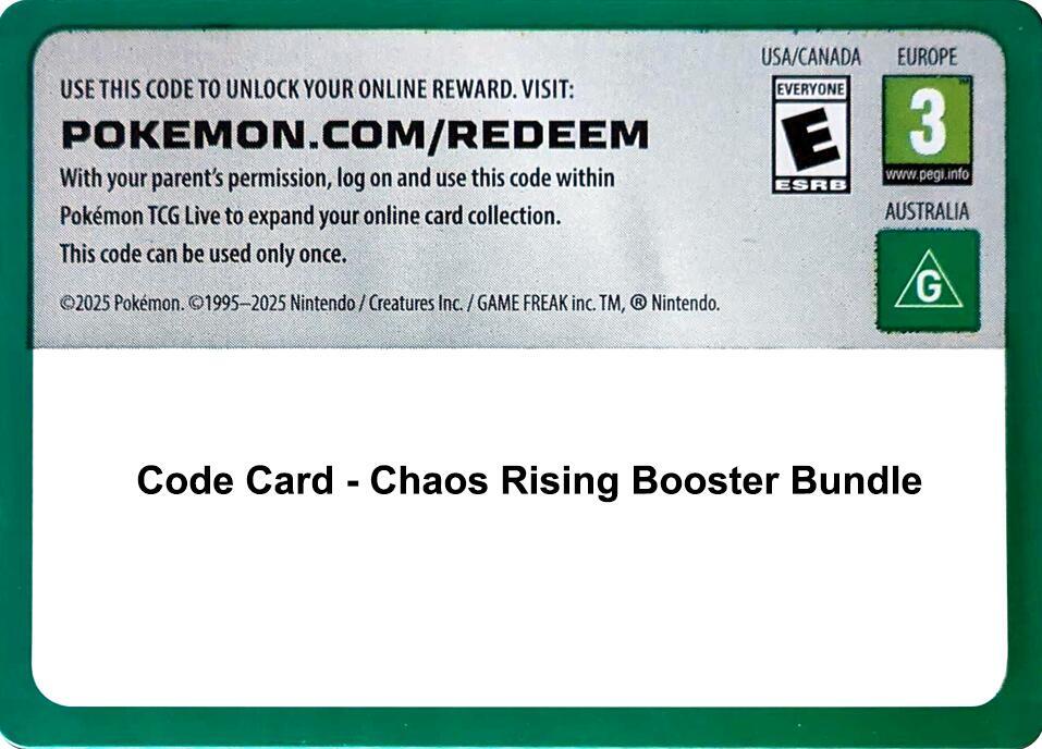 Code Card - Chaos Rising Booster Bundle Code Card Pokémon card