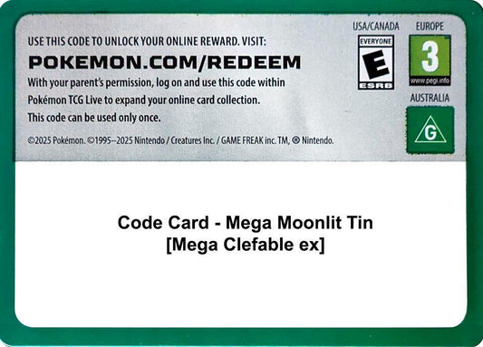 Code Card - Mega Moonlit Tin [Mega Clefable ex] Code Card Miscellaneous Cards & Products Pokémon card