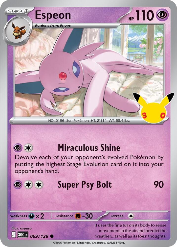 Espeon 069/128 Common 30th Celebration Pokémon card