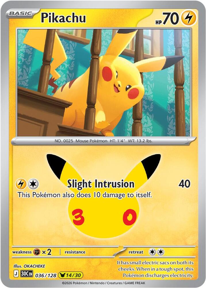 Pikachu - 036/128 036/128 30th Celebration Pokémon card