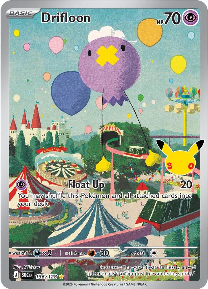 Drifloon - 136/128 136/128 Illustration Rare 30th Celebration Pokémon card