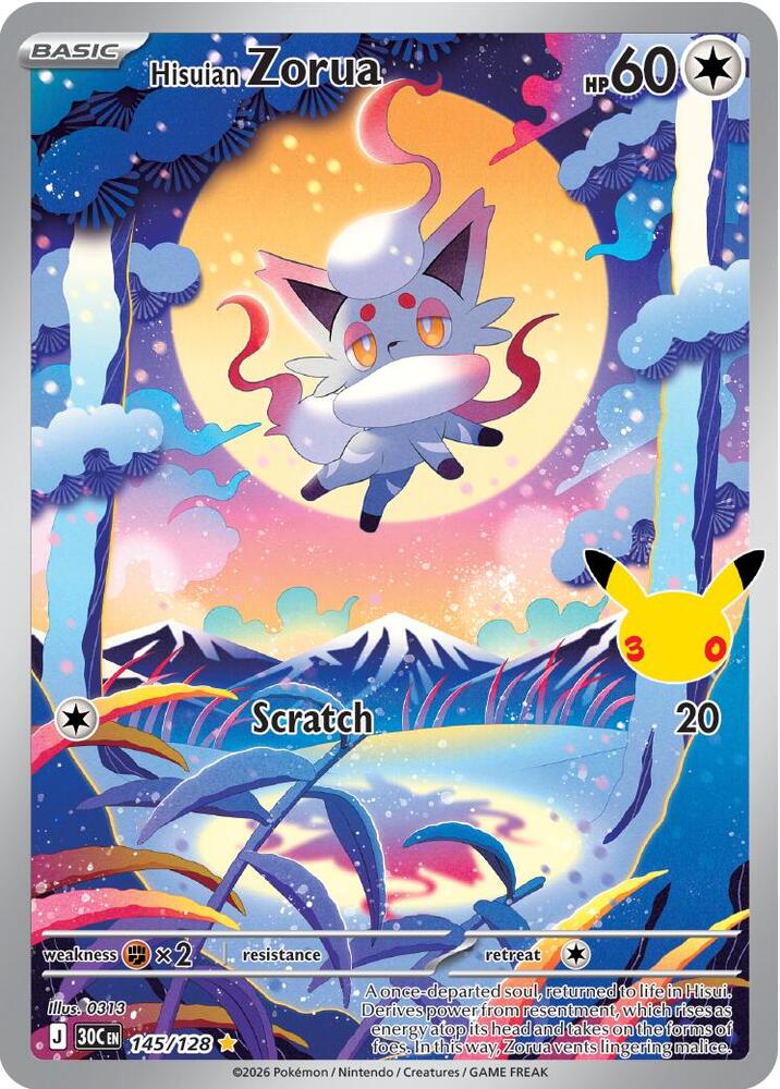 Hisuian Zorua - 145/128 145/128 Illustration Rare 30th Celebration Pokémon card