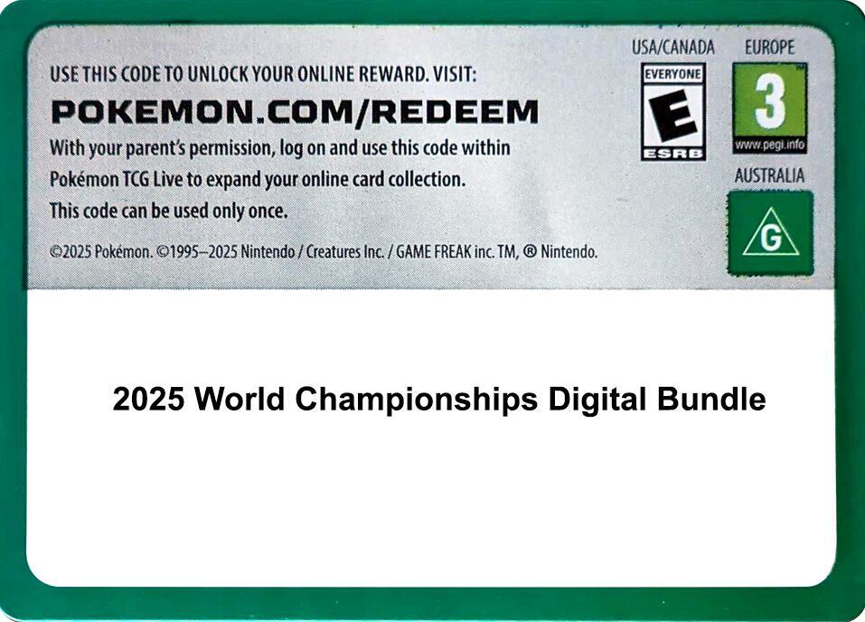 Code Card - 2025 World Championships digital bundle Code Card World Championship Decks Pokémon card