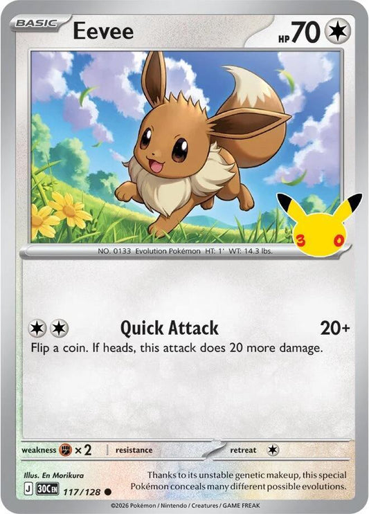 Eevee - 117/128 117/128 Common 30th Celebration Pokémon card