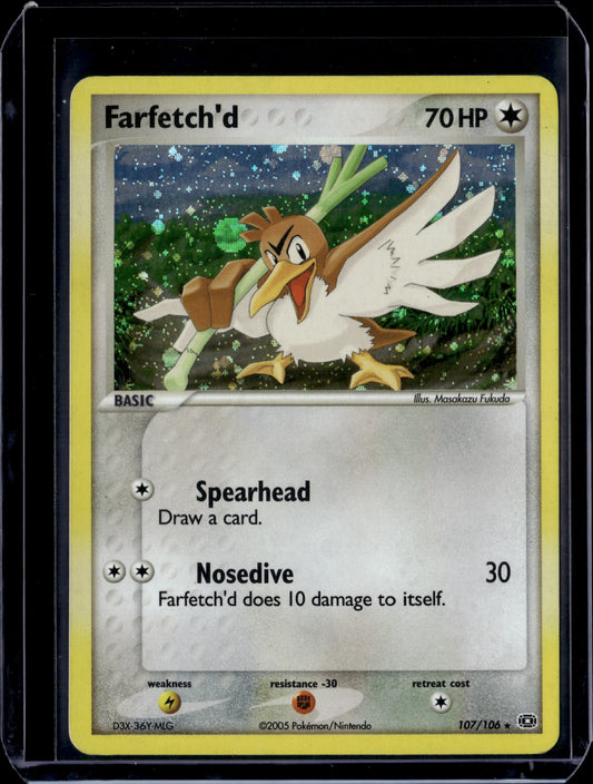 Farfetch'd (Secret Rare) Emerald #107/106 Holofoil Pokémon Card (front)