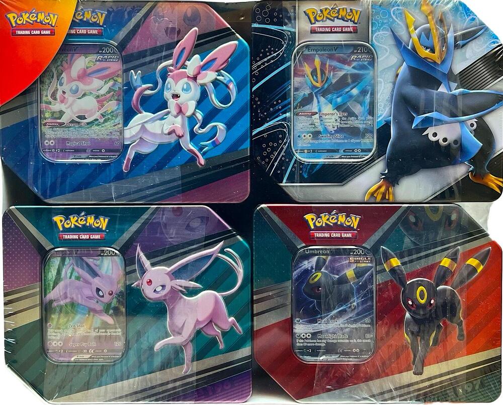 Costco Exclusive 4-Tin Bundle: V Heroes Tin [Set of 3] + V Strikers [Empoleon] Miscellaneous Cards & Products Pokémon card