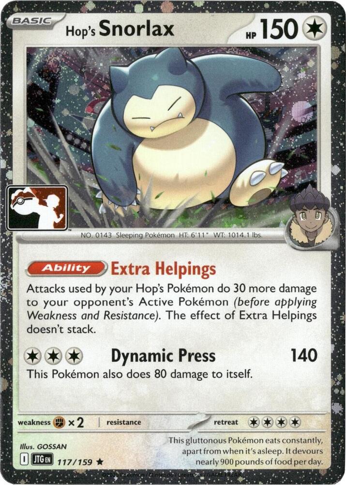Hop's Snorlax - 117/159 (Cosmos Holo) 117/159 Rare Prize Pack Series Cards Pokémon card