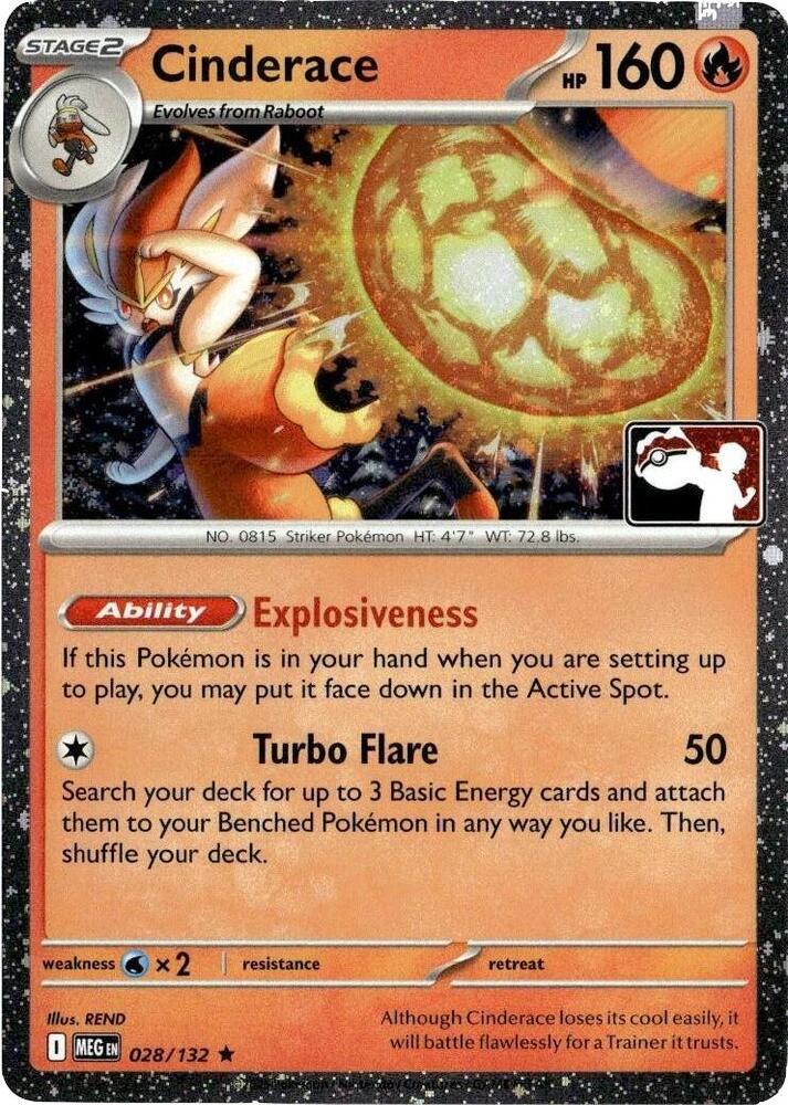 Cinderace - 028/132 (Cosmos Holo) 028/132 Rare Prize Pack Series Cards Pokémon card