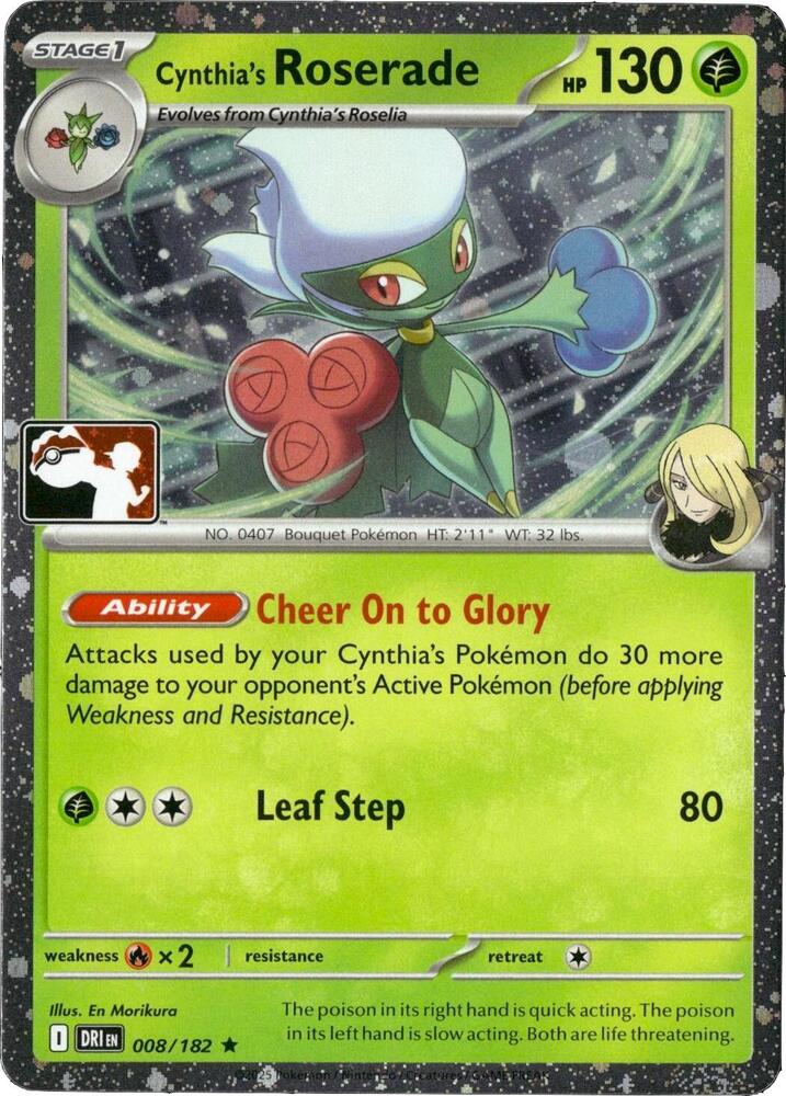 Cynthia's Roserade - 008/182 (Cosmos Holo) 008/182 Rare Prize Pack Series Cards Pokémon card