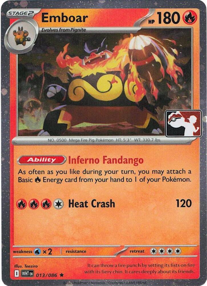 Emboar - 013/086 (Cosmos Holo) 013/086 Rare Prize Pack Series Cards Pokémon card