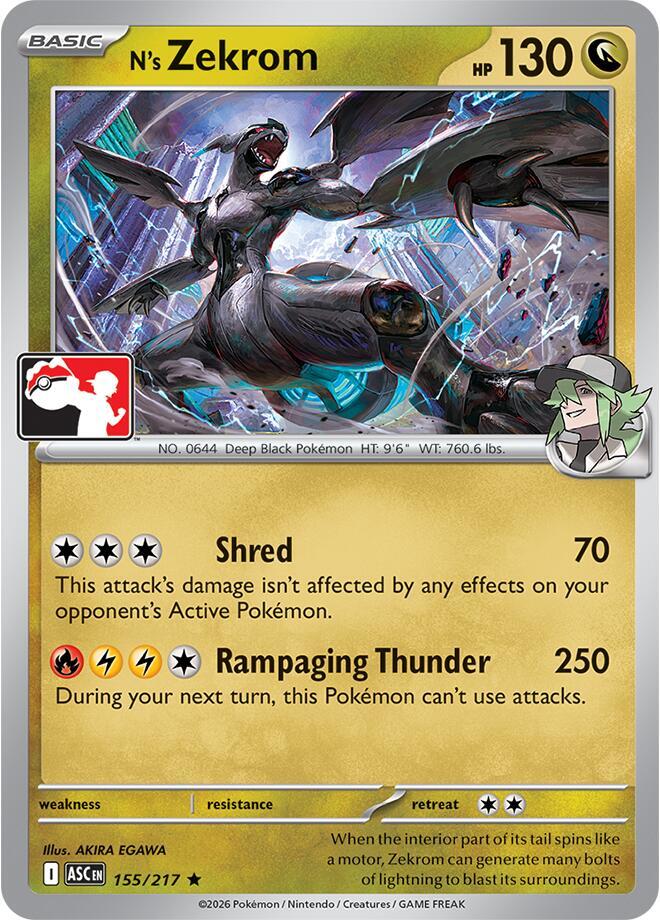 N's Zekrom - 155/217 155/217 Rare Prize Pack Series Cards Pokémon card