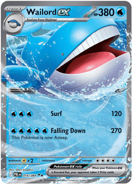 Wailord ex - 016/084 016/084 Double Rare Pitch Black Pokémon card