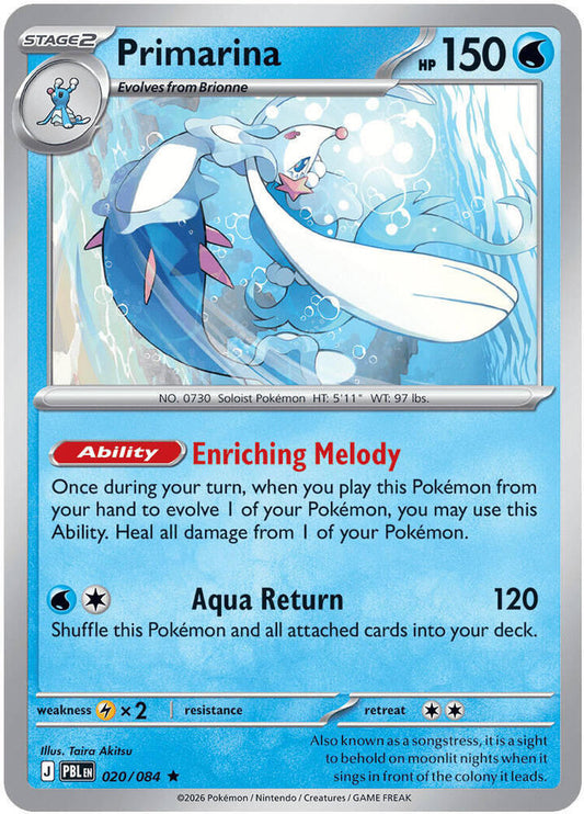 Primarina - 020/084 020/084 Rare Pitch Black Pokémon card