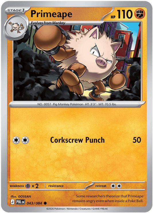Primeape 043/084 Common Pitch Black Pokémon card