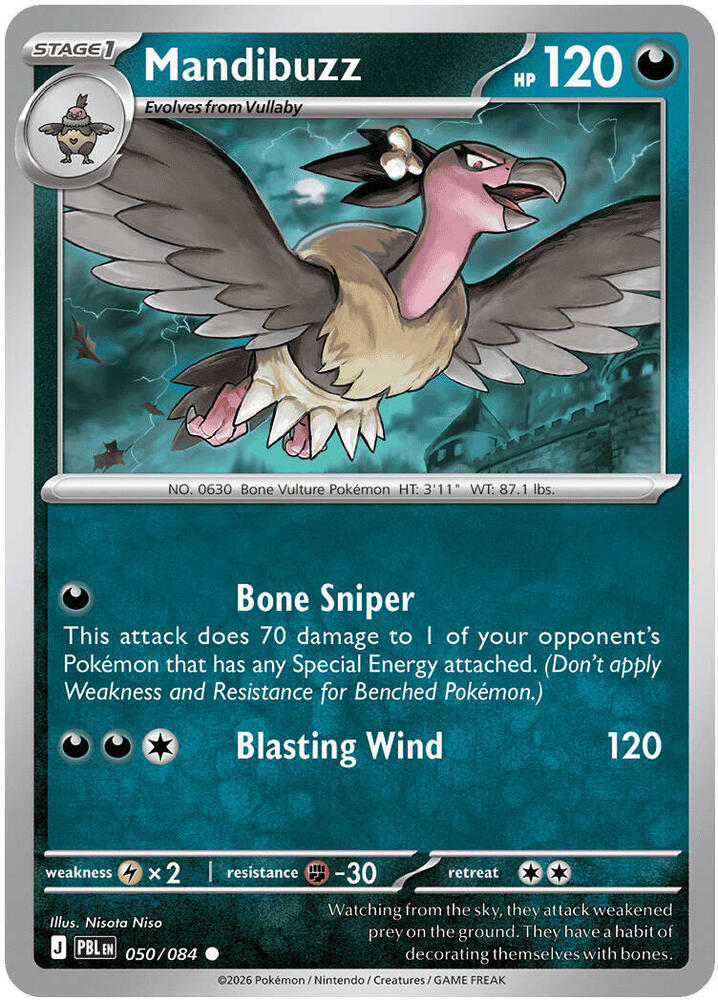 Mandibuzz 050/084 Common Pitch Black Pokémon card