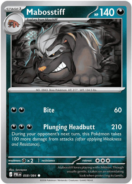 Mabosstiff 058/084 Common Pitch Black Pokémon card