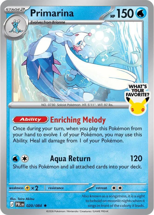 Primarina - 020/084 (What's Your Favorite Stamp) 020/084 Rare Miscellaneous Cards & Products Pokémon card
