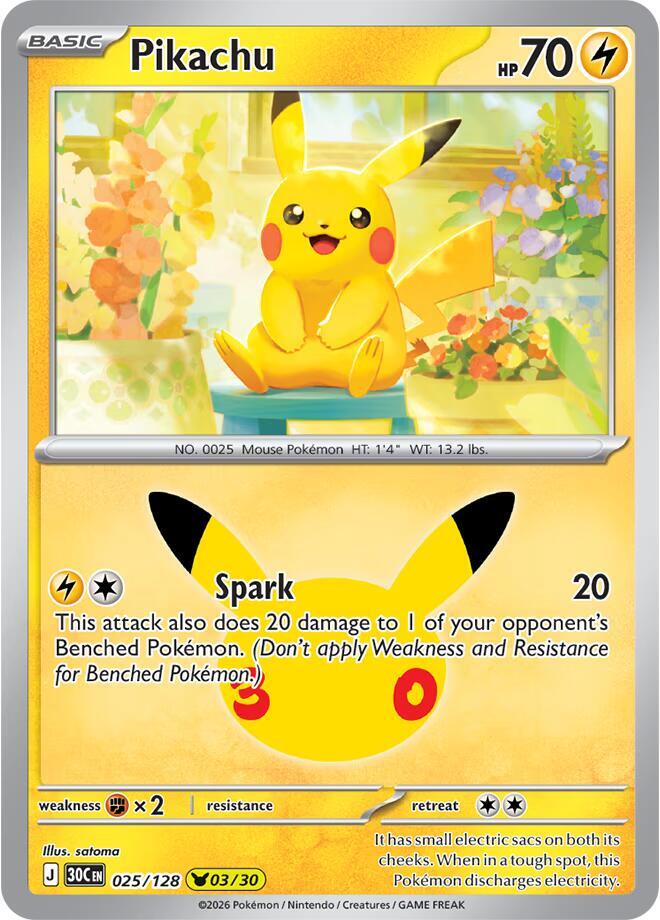 Pikachu - 025/128 025/128 30th Celebration Pokémon card