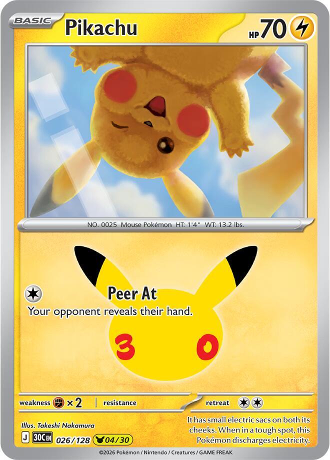 Pikachu - 026/128 026/128 30th Celebration Pokémon card
