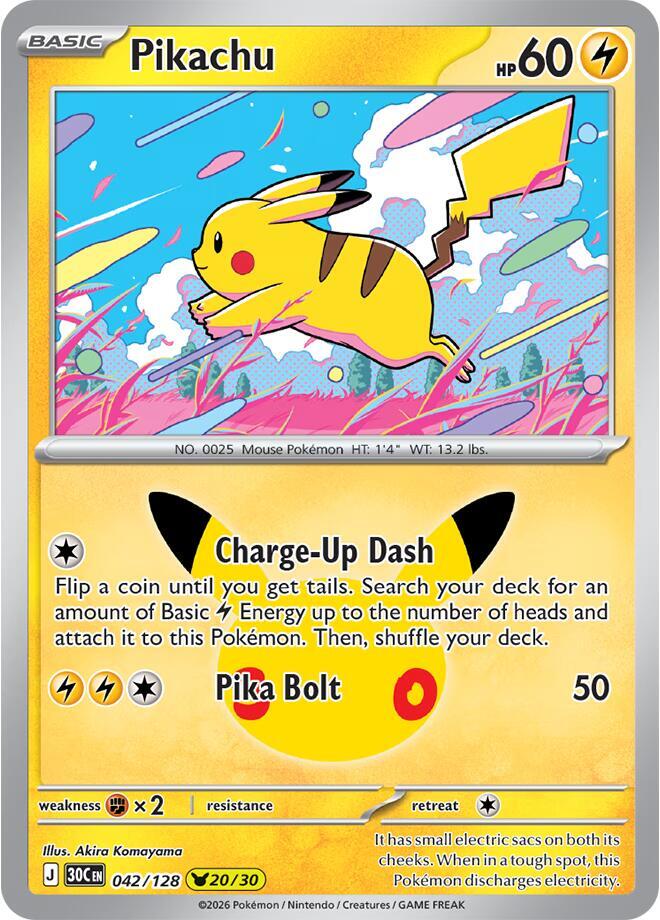 Pikachu - 042/128 042/128 30th Celebration Pokémon card