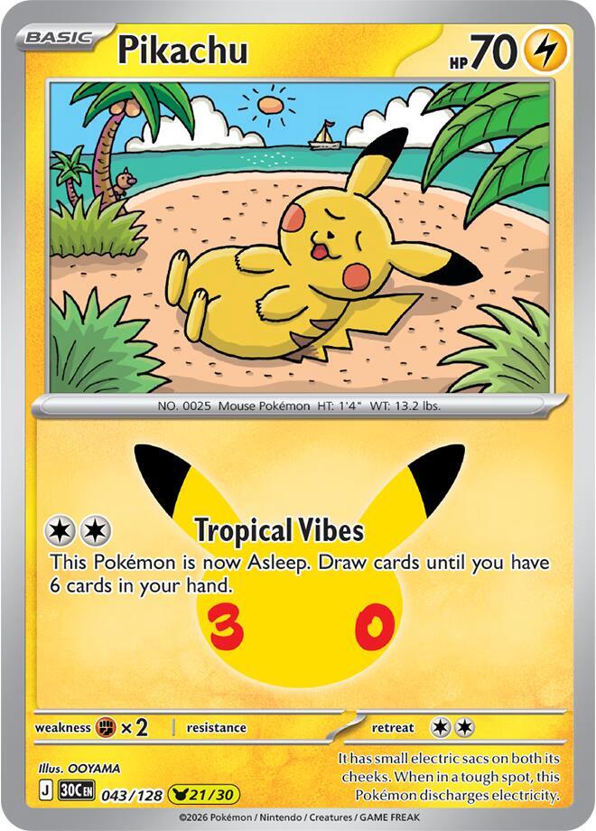 Pikachu - 043/128 043/128 30th Celebration Pokémon card
