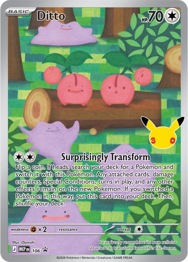 Ditto - 106 (30th Celebration) 106 Promo Mega Evolution Promo Pokémon card