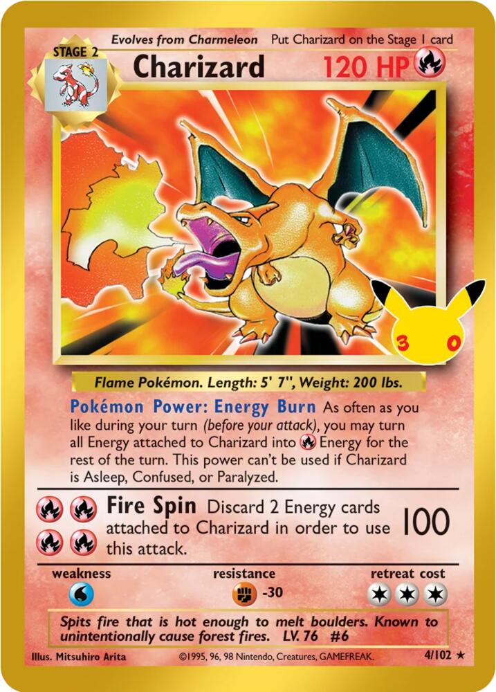 Charizard 4/102 Classic Collection 30th Celebration Classic Collection Pokémon card
