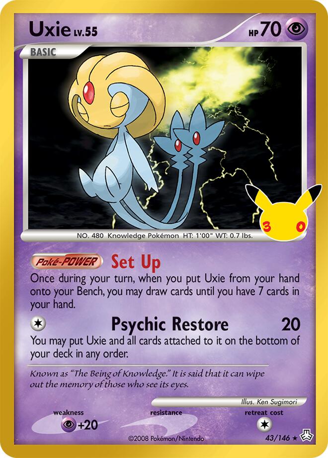 Uxie 43/146 Classic Collection 30th Celebration Classic Collection Pokémon card