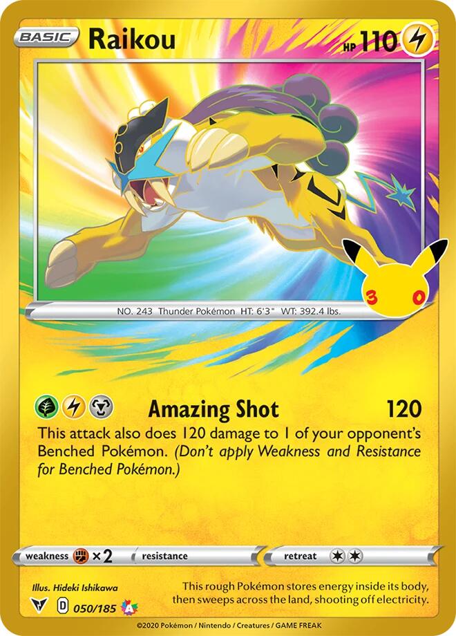 Raikou 050/185 Classic Collection 30th Celebration Classic Collection Pokémon card