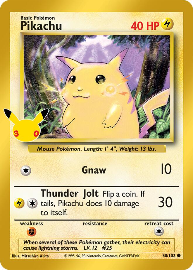 Pikachu 58/102 Classic Collection 30th Celebration Classic Collection Pokémon card
