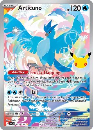 Articuno - 132/128 132/128 Illustration Rare 30th Celebration Pokémon card