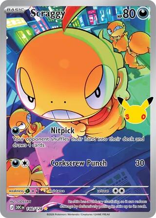 Scraggy - 140/128 140/128 Illustration Rare 30th Celebration Pokémon card