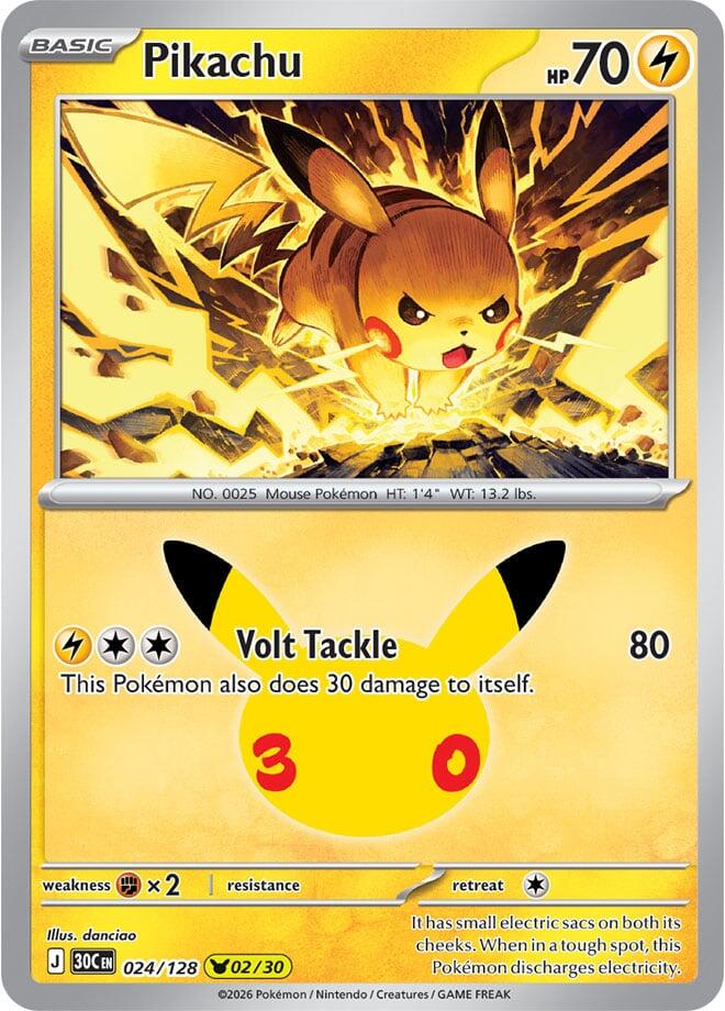 Pikachu - 024/128 024/128 Pikachu Rare 30th Celebration Pokémon card