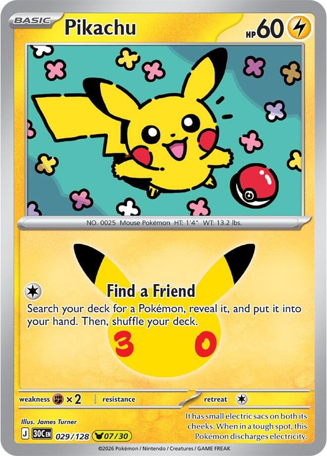 Pikachu - 029/128 029/128 Pikachu Rare 30th Celebration Pokémon card