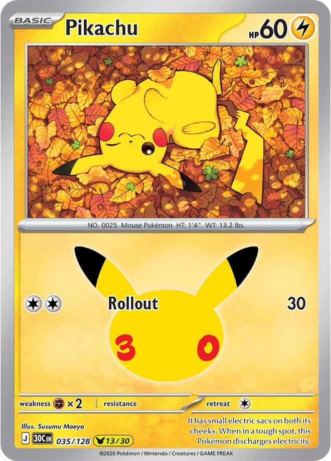 Pikachu - 035/128 035/128 Pikachu Rare 30th Celebration Pokémon card