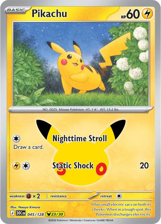 Pikachu - 045/128 045/128 Pikachu Rare 30th Celebration Pokémon card