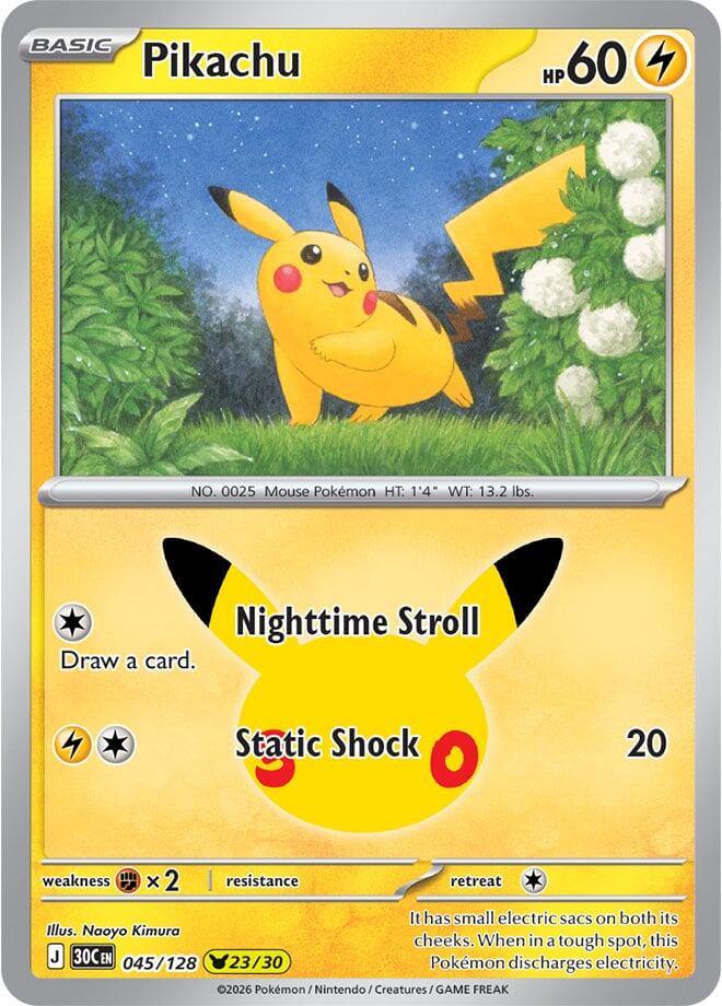 Pikachu - 045/128 045/128 Pikachu Rare 30th Celebration Pokémon card