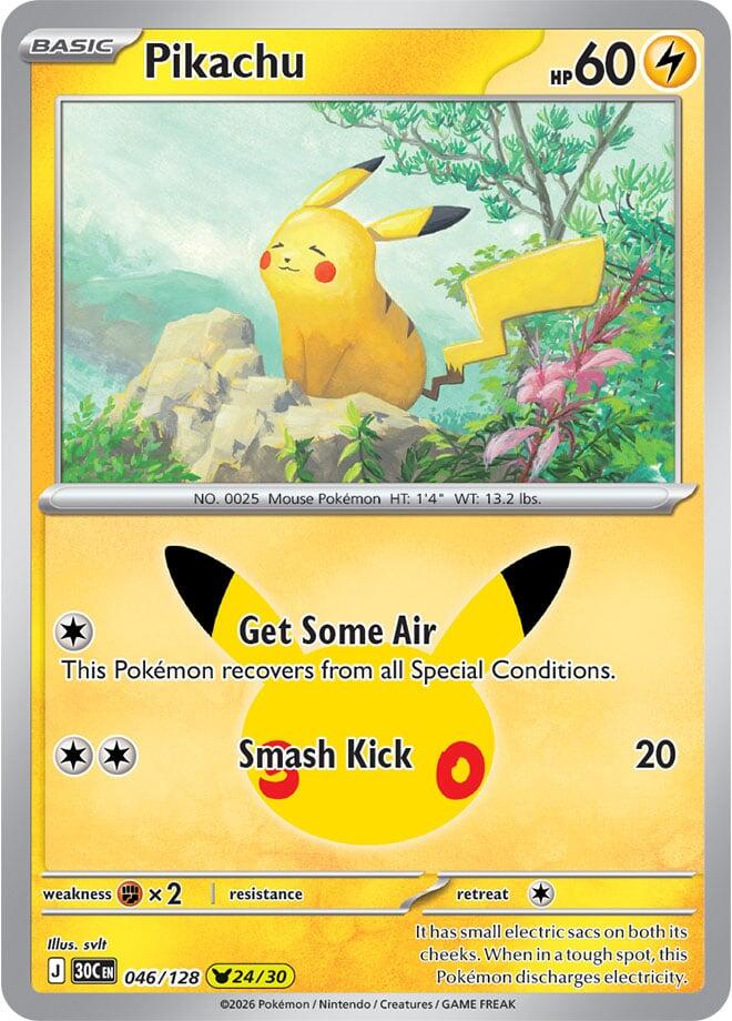 Pikachu - 046/128 046/128 Pikachu Rare 30th Celebration Pokémon card