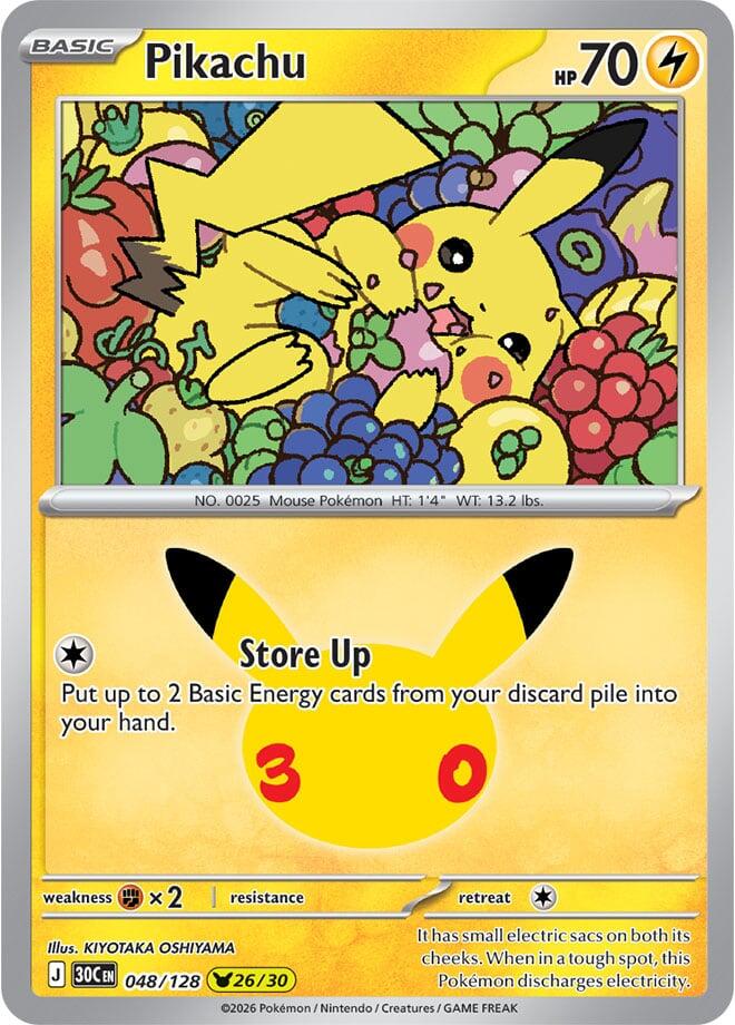 Pikachu - 048/128 048/128 Pikachu Rare 30th Celebration Pokémon card