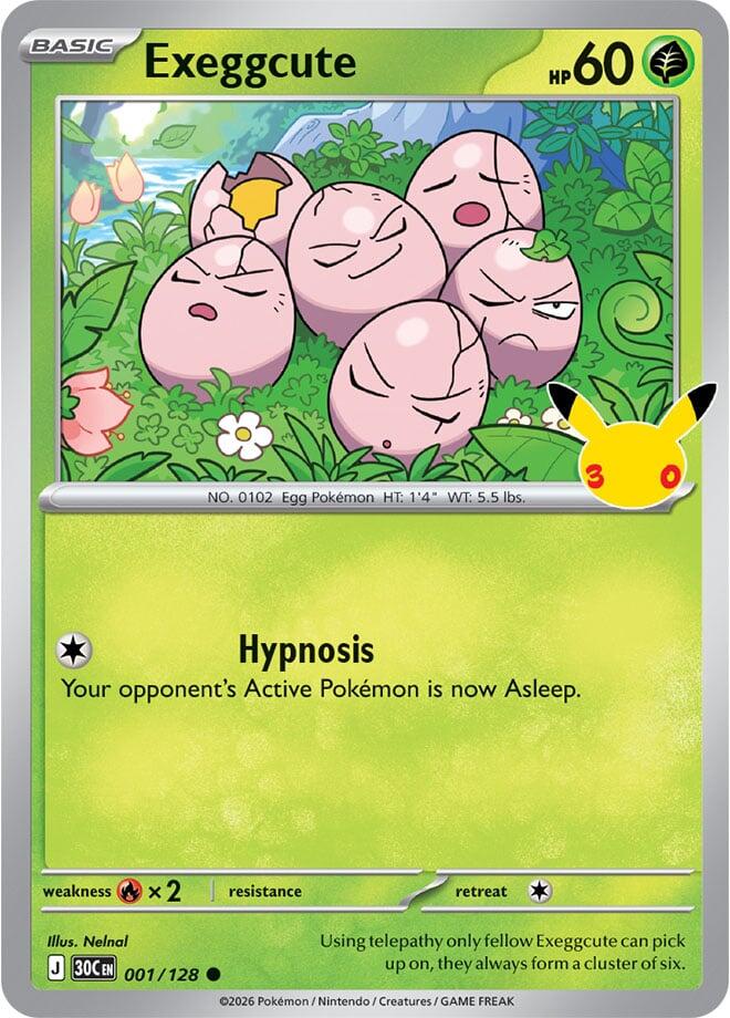 Exeggcute 001/128 Common 30th Celebration Pokémon card